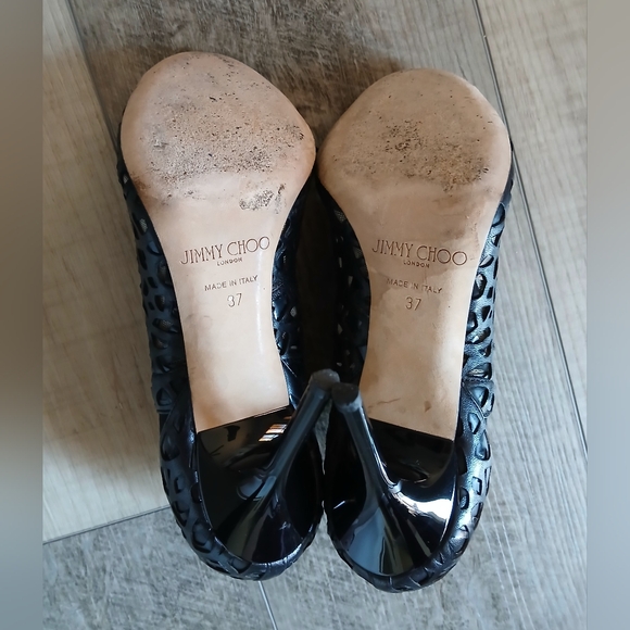 Jimmy Choo Tactic Black Nappa and Shiny Leather Sandal Booties. Size 37 - Picture 12 of 13